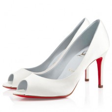 Christian Louboutin You You 80 mm-es peep toe cipők fehér színben