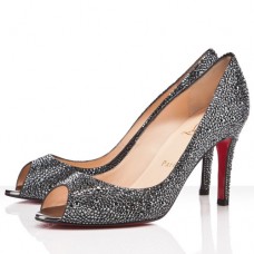 Christian Louboutin You You 80 mm-es peep toe cipő hematitszürke