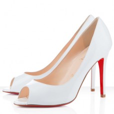 Christian Louboutin You You 100 mm-es peep toe cipő, fehér