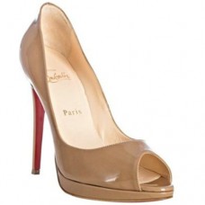 Christian Louboutin Yolanda 120 mm-es peep toe cipő teveszín