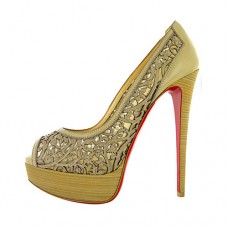 Christian Louboutin Pampas 140 mm-es peep toe cipők zöld