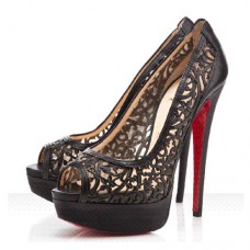 Christian Louboutin Pampas 140 mm-es peep toe cipők fekete
