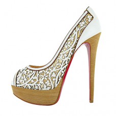 Christian Louboutin Pampas 140 mm-es peep toe cipő, fehér