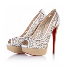 Christian Louboutin Pampas 140 mm-es peep toe cipő, fehér Christian Louboutin Pampas 140 mm-es peep toe cipő, fehér