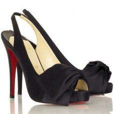 Christian Louboutin Very Noeud 120mm Slingbacks Fekete Szandál
