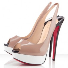 Christian Louboutin Lady Peep 140mm Slingbacks Szandál Nude/Fehér Christian Louboutin Lady Peep 140mm Slingbacks Szandál Nude/Fehér