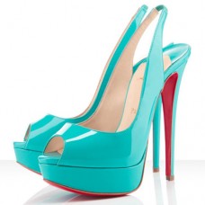 Christian Louboutin Lady Peep 140mm Slingbacks Szandál Türkiz