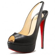 Christian Louboutin Lady Peep 140mm szandál, fekete