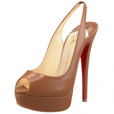 Christian Louboutin Lady Peep 140mm szandál, barna