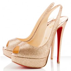 Christian Louboutin Lady Peep 140mm Slingbacks Szandál Arany Christian Louboutin Lady Peep 140mm Slingbacks Szandál Arany