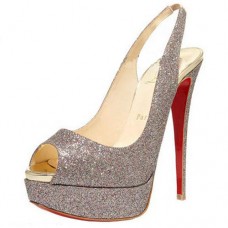 Christian Louboutin Lady Peep 140mm Slingbacks Szandál Ezüst Christian Louboutin Lady Peep 140mm Slingbacks Szandál Ezüst
