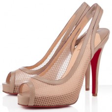 Christian Louboutin Canne A Peche 120mm Slingbacks Szandál Bézs