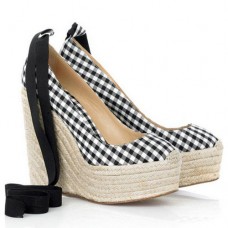 Christian Louboutin Formentera Gingham 140mm Ékek Fekete/Fehér