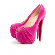 Christian Louboutin Drapesse 160 mm-es peep toe cipők grenadine színű