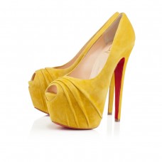 Christian Louboutin Drapesse 160 mm-es peep toe cipők sárga