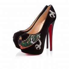 Christian Louboutin Highness 160 mm-es peep toe cipők fekete színben Christian Louboutin Highness 160 mm-es peep toe cipők fekete színben