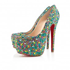 Christian Louboutin Highness Strass 160 mm-es peep toe pumpák többszínűek Christian Louboutin Highness Strass 160 mm-es peep toe pumpák többszínűek