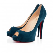Christian Louboutin Vendome 120 mm-es peep toe pumpák kéken