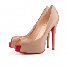 Christian Louboutin Vendome 120 mm-es Peep Toe Pumps Nude/Piros