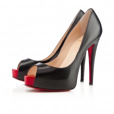 Christian Louboutin Vendome 120 mm-es peep toe cipők fekete/piros Christian Louboutin Vendome 120 mm-es peep toe cipők fekete/piros