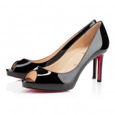 Christian Louboutin No Matter 80 mm-es peep toe cipők fekete színben