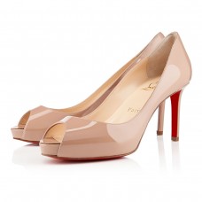 Christian Louboutin No Matter 80mm peep toe cipők nude