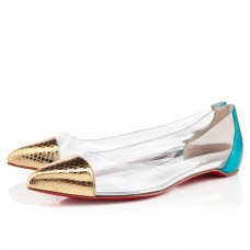 Christian Louboutin Corbeau Lapos szandálok Arany/Caraibes