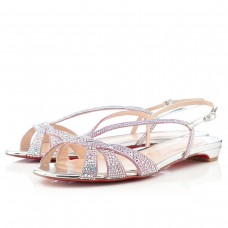 Christian Louboutin Lady strasszos lapos szandál ezüst