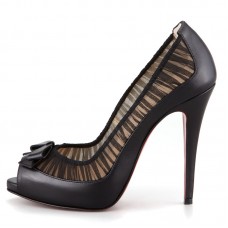 Christian Louboutin Angelique 120 mm-es peep toe cipők fekete