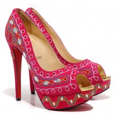 Christian Louboutin Bollywoody 140 mm-es peep toe cipő, rózsaszín