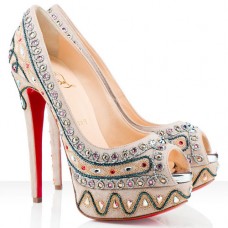 Christian Louboutin Bollywoody 140 mm-es peep toe cipő fehér