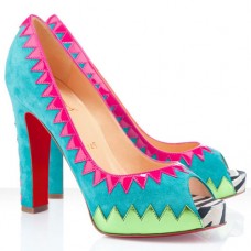 Christian Louboutin Tibu 120 mm-es peep toe cipők kék színben