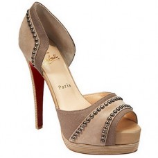 Christian Louboutin Henry 140 mm-es peep toe cipők nude színben