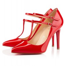 Christian Louboutin V-nyakú 100 mm-es pumpák pirosak