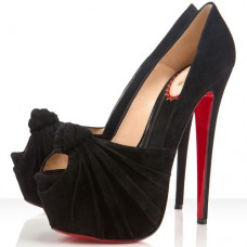 Christian Louboutin Lady Gres 160 mm-es peep toe pumpák fekete