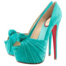 Christian Louboutin Lady Gres 160 mm-es peep toe cipő türkizkék színben
