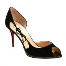 Christian Louboutin Delico 100 mm-es peep toe cipő fekete