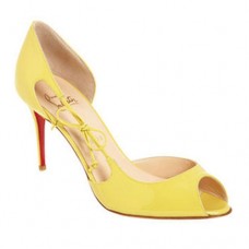 Christian Louboutin Delico 100 mm-es peep toe cipők sárga