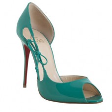 Christian Louboutin Delico 100 mm-es peep toe cipők Jade színű