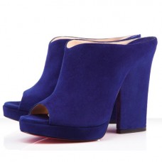 Christian Louboutin Roche Mule peep toe cipők indigó színű