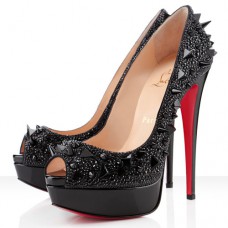 Christian Louboutin Very Mix 140 mm-es peep toe cipők fekete