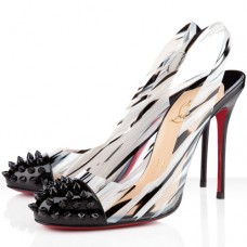 Christian Louboutin Epoca 100mm Slingbacks Fekete/Fehér