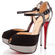 Christian Louboutin No.299 140mm szandál fekete/ezüst
