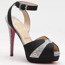 Christian Louboutin Double Moc 120mm szandál, fekete